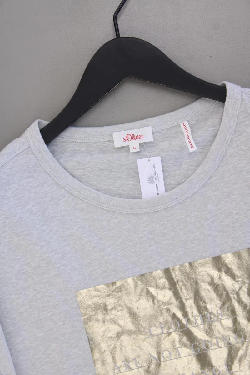s.Oliver Printshirt Gr. 42 neuwertig Kurzarm grau aus Polyester - Image 2