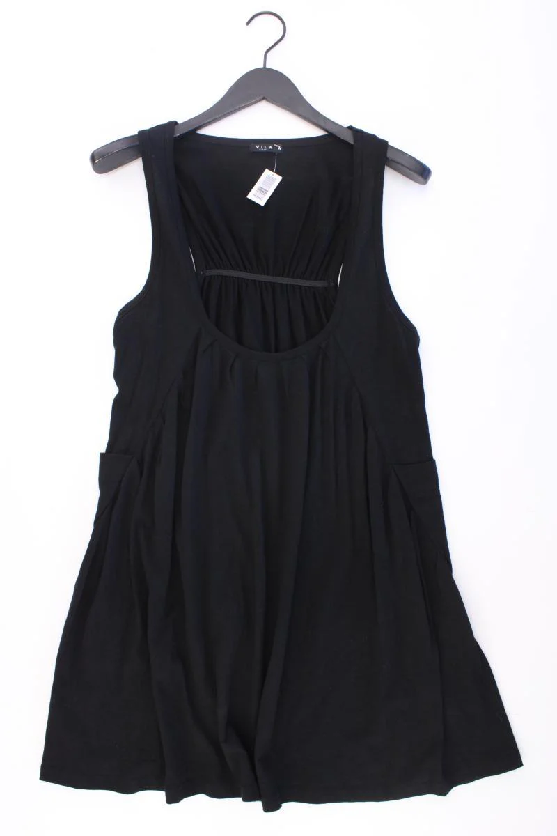 Vila Trägerkleid Gr. M Ärmellos schwarz aus Baumwolle