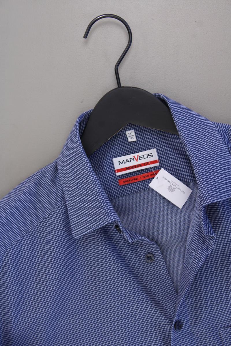 MARVELIS Langarmhemd für Herren Gr. Hemdgröße 41 blau aus Baumwolle - Image 2