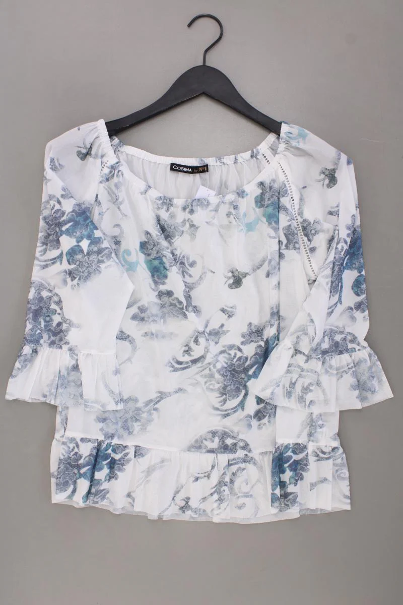 Cosima Classic Bluse Gr. 38 mit Blumenmuster 3/4 Ärmel mit Carmen-Ausschnitt
