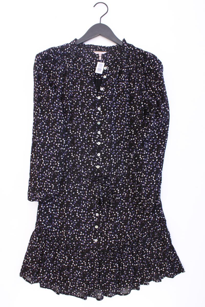Esqualo Langarmkleid Gr. 36 mit Blumenmuster neuwertig schwarz aus Viskose