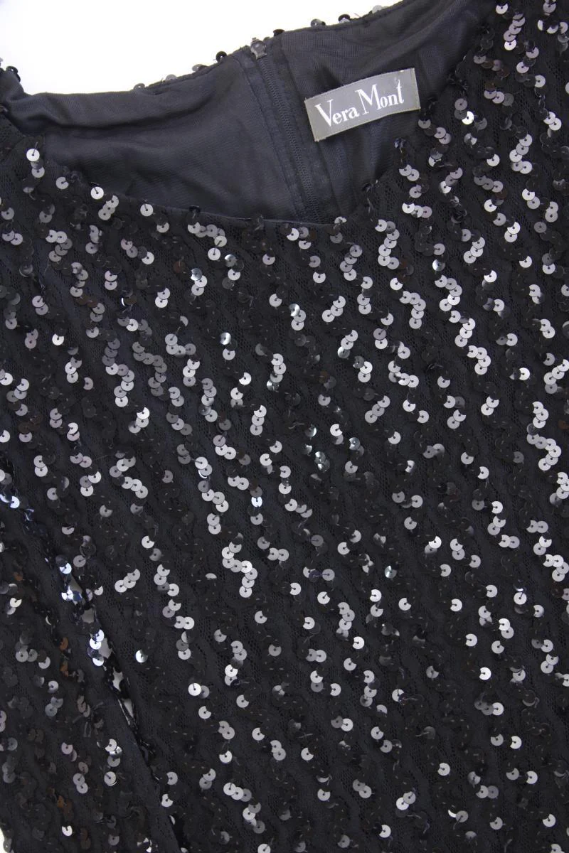 Vera Mont Abendkleid Gr. 38 Langarm mit Pailletten schwarz aus Polyamid - Image 2