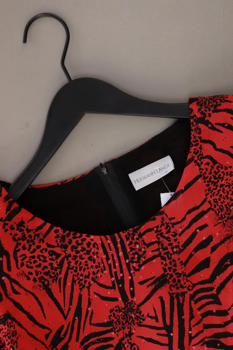 Hermann Lange Kurzarmbluse Gr. 42 mit Tierdruck rot aus Polyester - Image 3