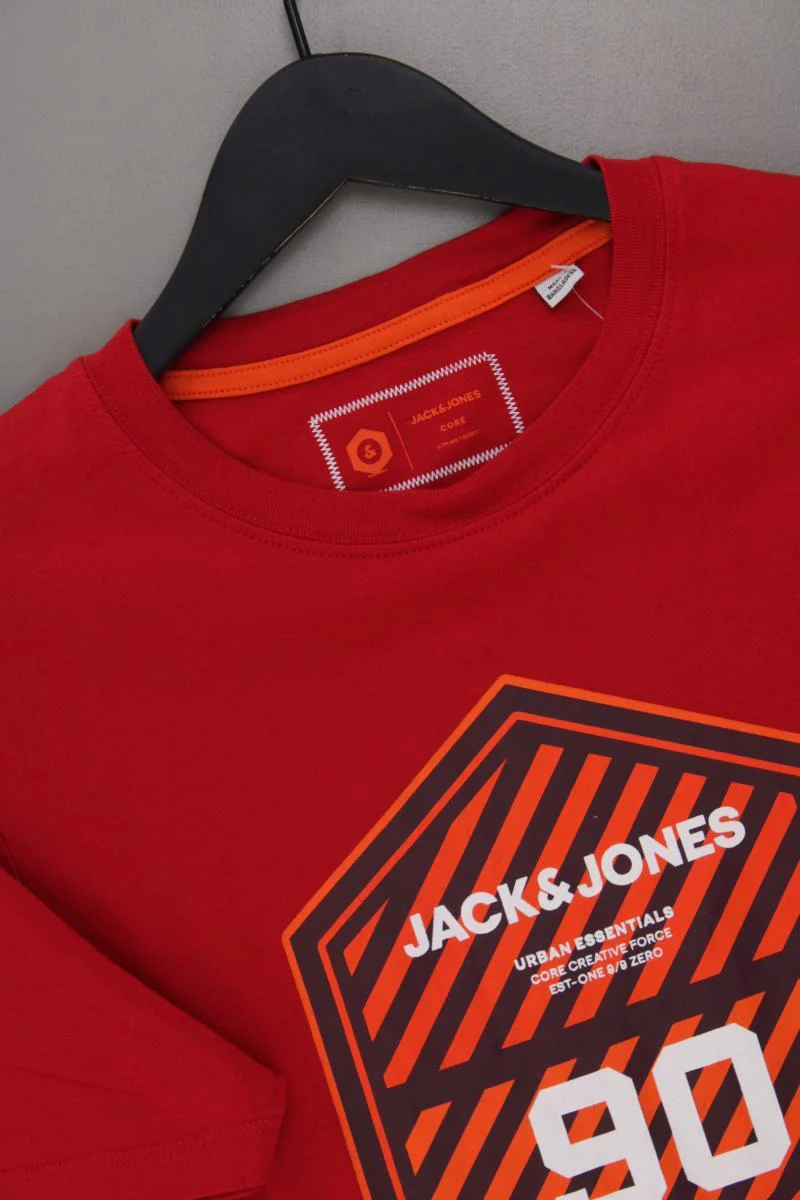 Jack & Jones Printshirt für Herren Gr. M neuwertig Kurzarm rot aus Baumwolle - Image 2