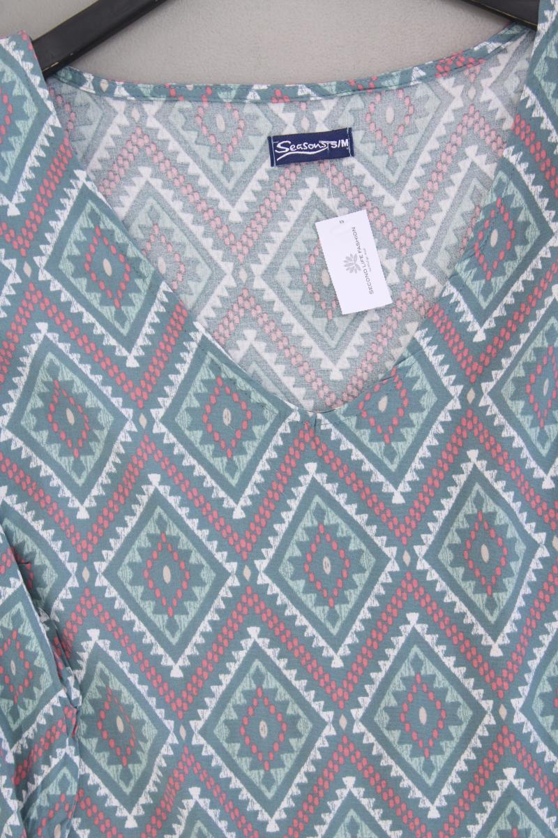 Seasons Kleid Gr. S/M geometrisches Muster Trompetenärmel blau aus Viskose - Image 2