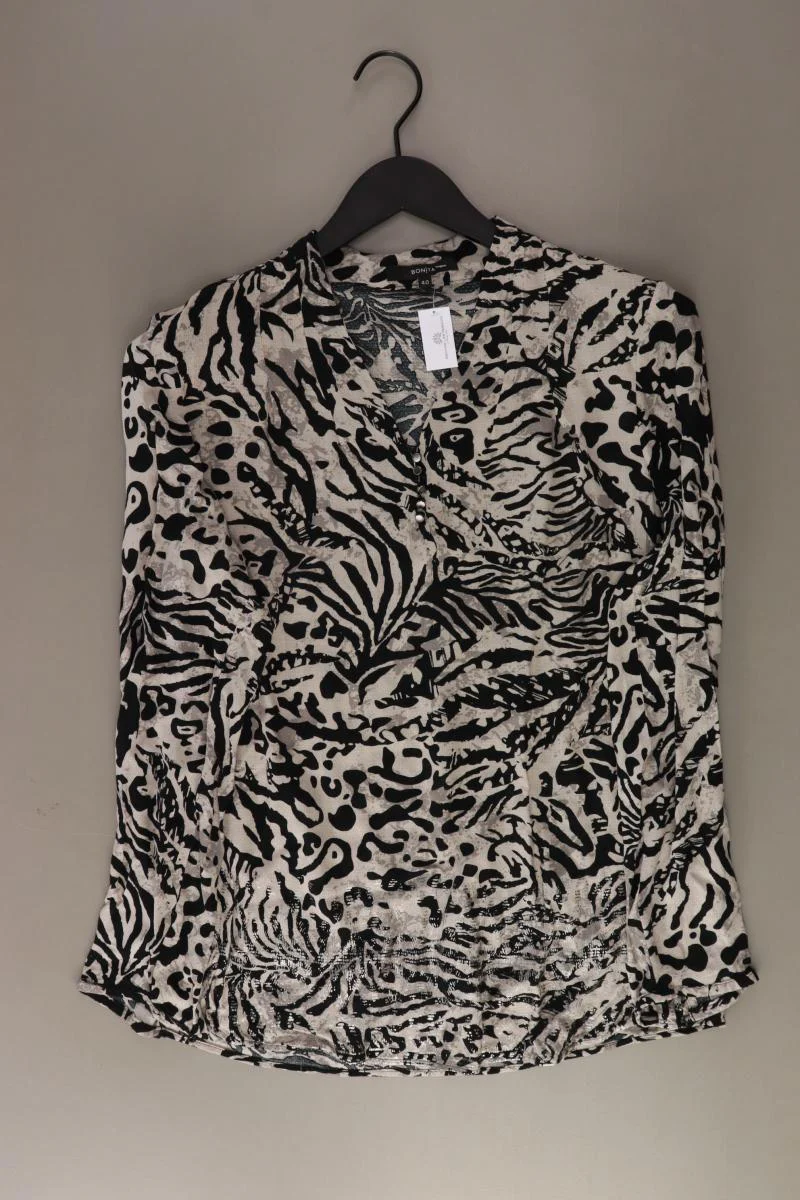 Bonita Langarmbluse Gr. 40 mit Tierdruck grau aus Viskose