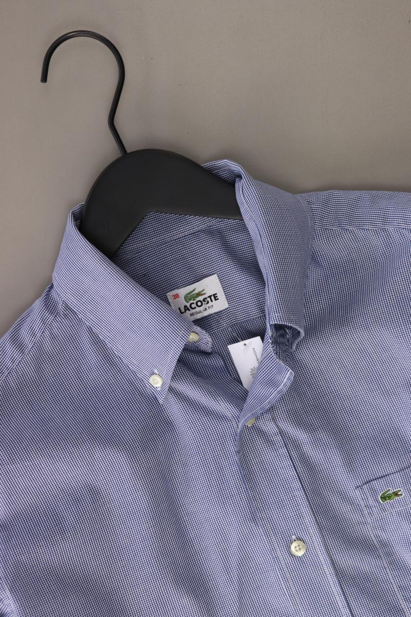 Lacoste Karohemd für Herren Gr. IT 38 (S) kariert Langarm blau aus Baumwolle - Image 3