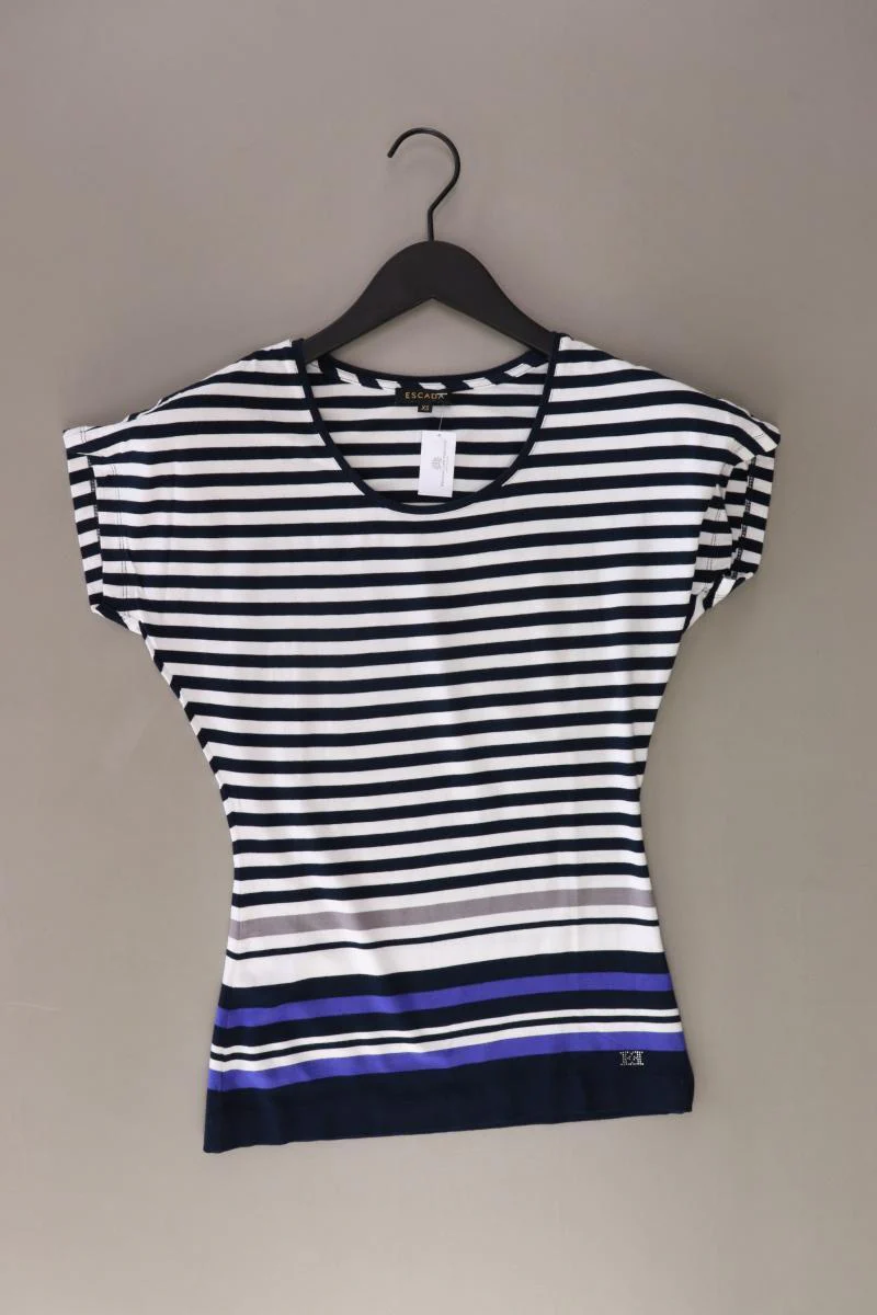 Escada Ringelshirt Gr. XS gestreift Kurzarm blau aus Viskose