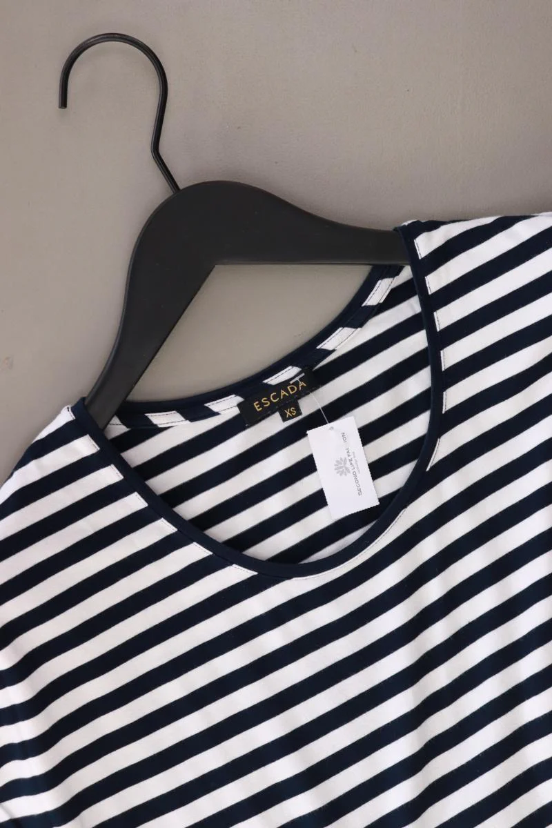 Escada Ringelshirt Gr. XS gestreift Kurzarm blau aus Viskose - Image 3