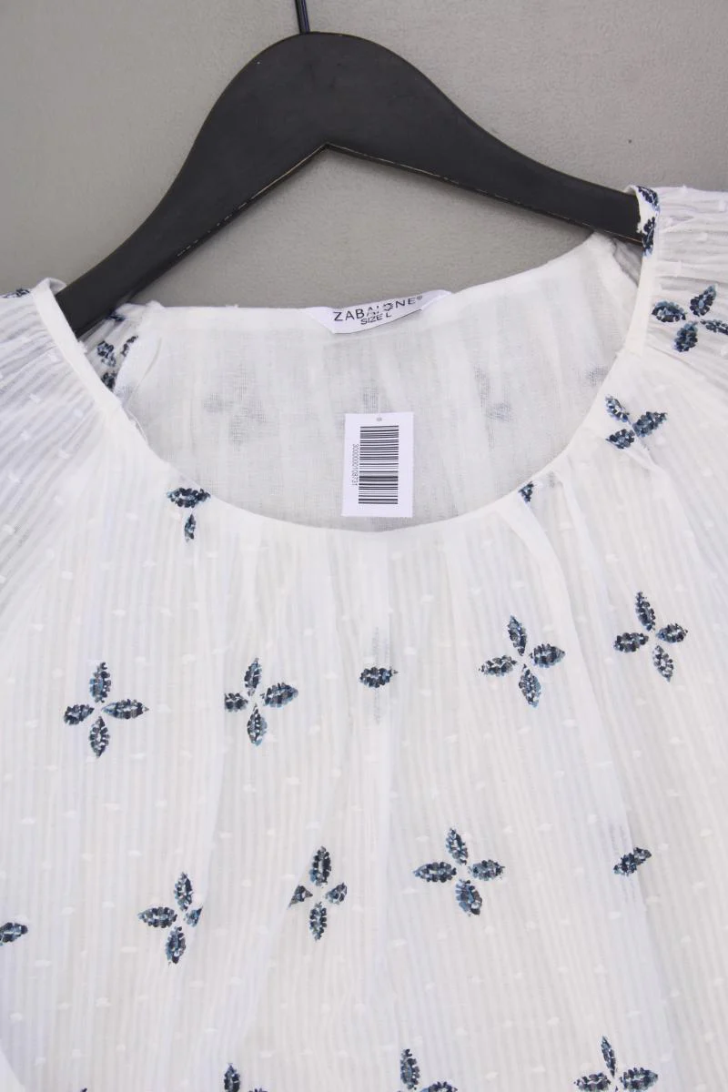 Zabaione Classic Bluse Gr. L mit Blumenmuster 3/4 Ärmel weiß aus Baumwolle - Image 2
