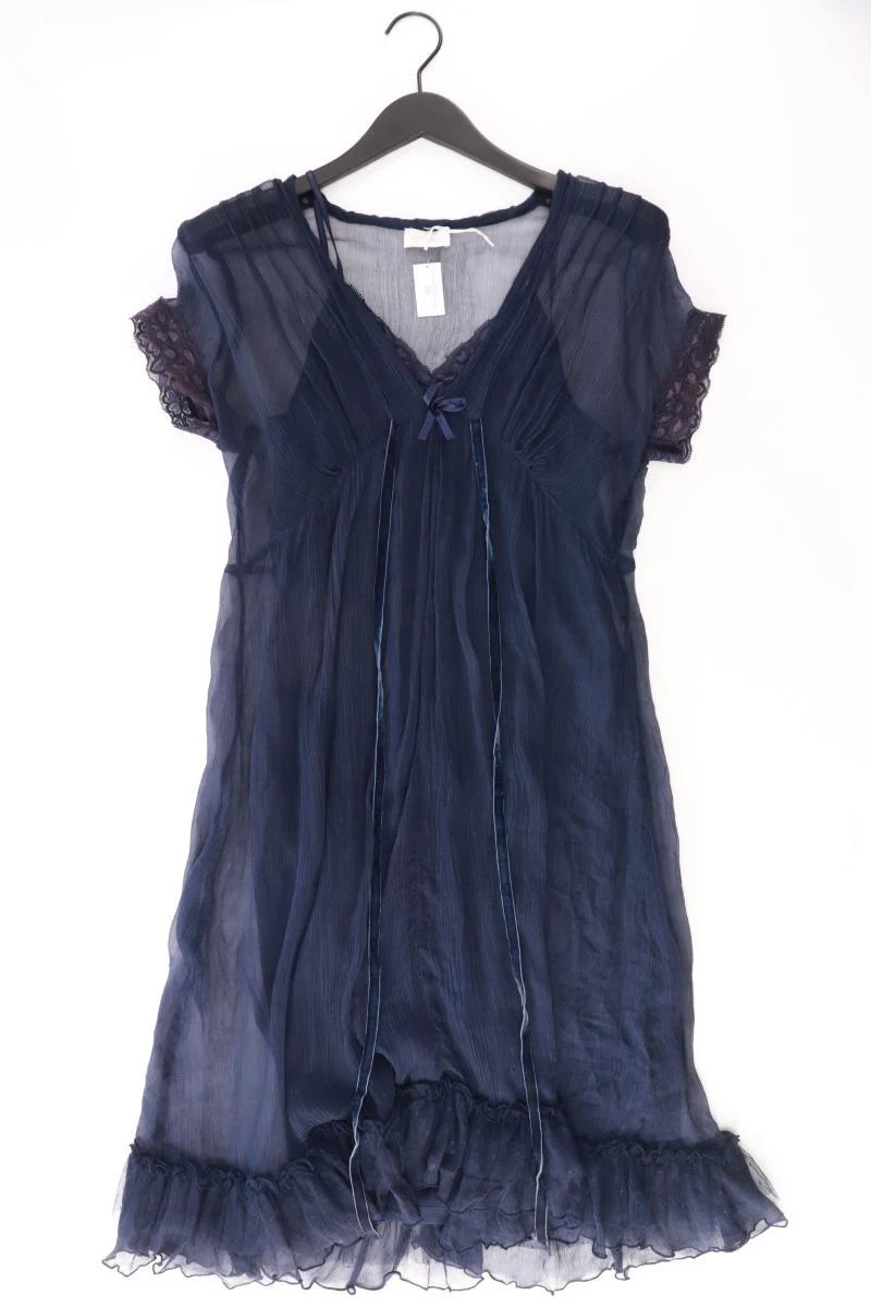 Oltre Chiffonkleid Gr. 38 Kurzarm blau aus Seide