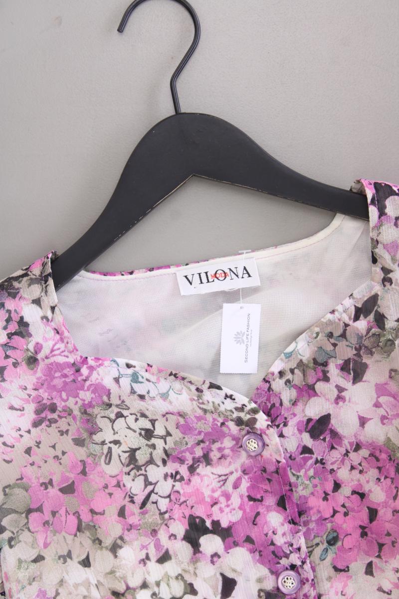 Vilona Vintage Kleid Gr. 44 mit Blumenmuster mit Gürtel Kurzarm lila - Image 2