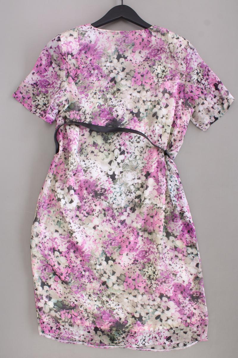 Vilona Vintage Kleid Gr. 44 mit Blumenmuster mit Gürtel Kurzarm lila - Image 3