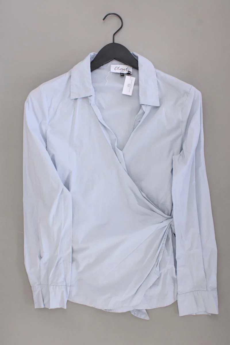 Closet. Langarmbluse Gr. UK 14 (M) blau aus Baumwolle