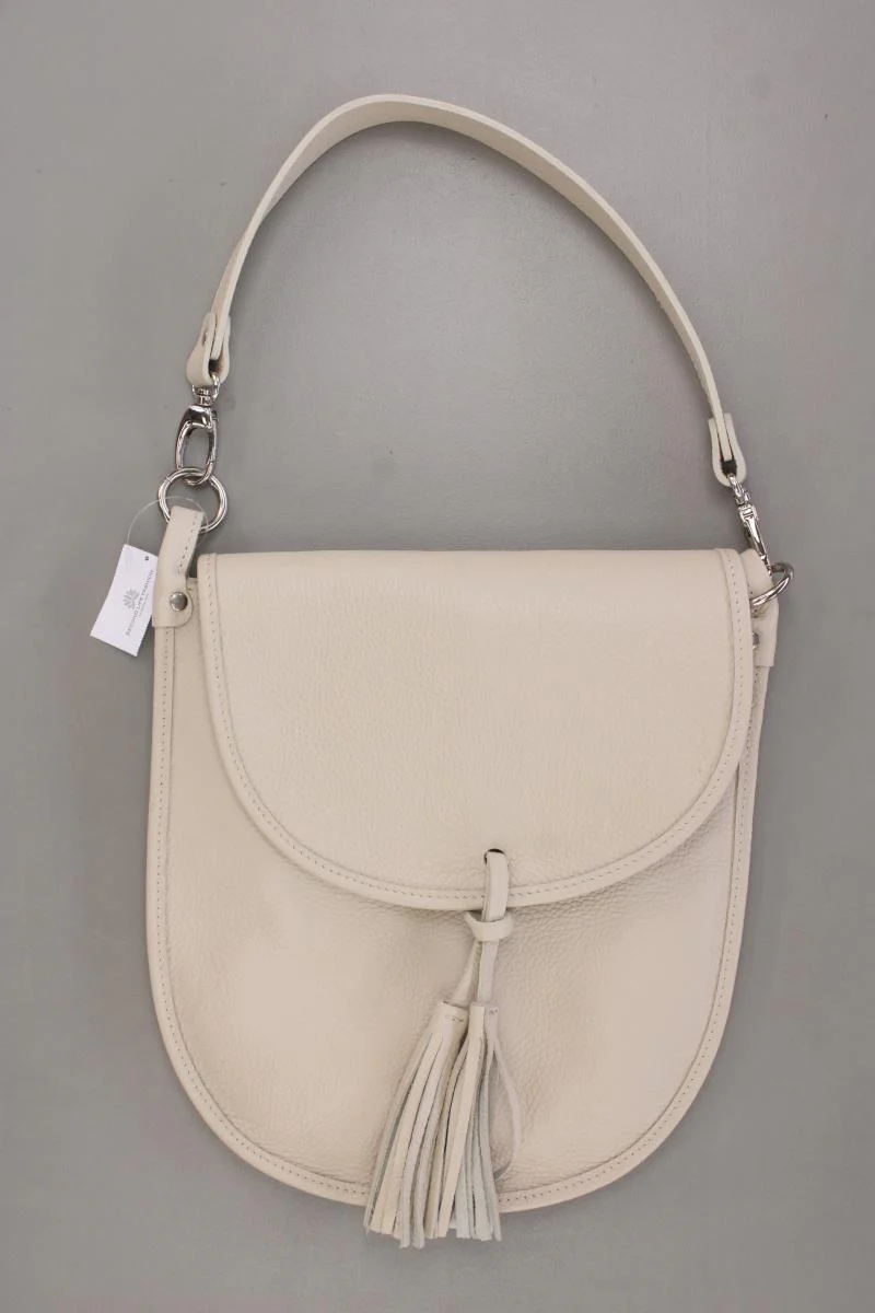 Schultertasche creme aus Leder
