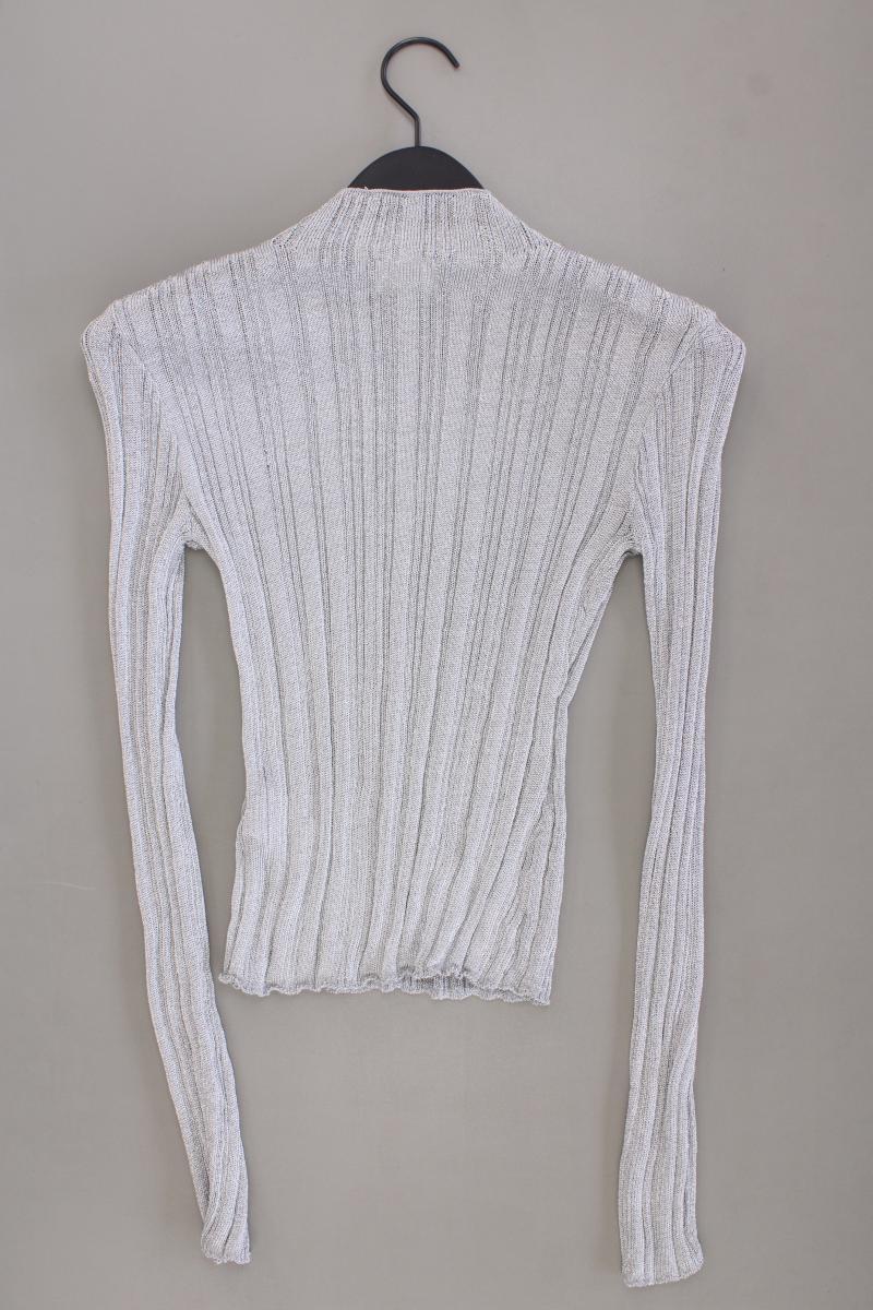 H&M Langarmshirt Gr. S mit Glitzer silber aus Viskose - Image 3