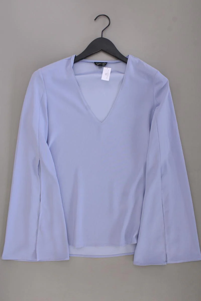 Topshop Classic Bluse Gr. 38 Trompetenärmel blau aus Polyester
