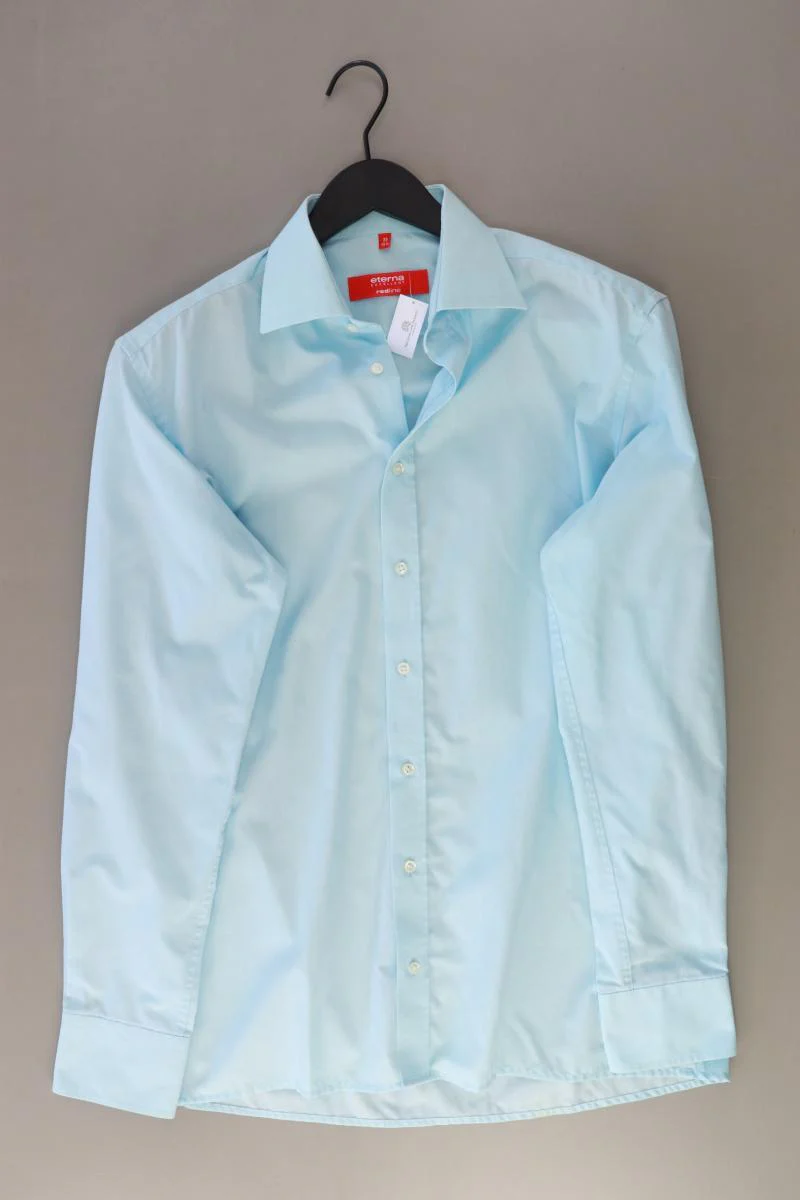 Eterna Langarmhemd für Herren Gr. Hemdgröße 39 blau aus Baumwolle