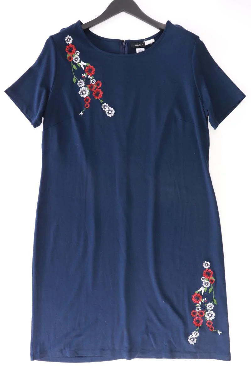 Paola Kurzarmkleid Gr. 48 mit Blumenmuster blau aus Polyester