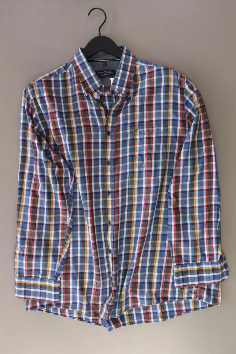 Casa Moda Karohemd für Herren Gr. XL kariert Langarm blau aus Baumwolle