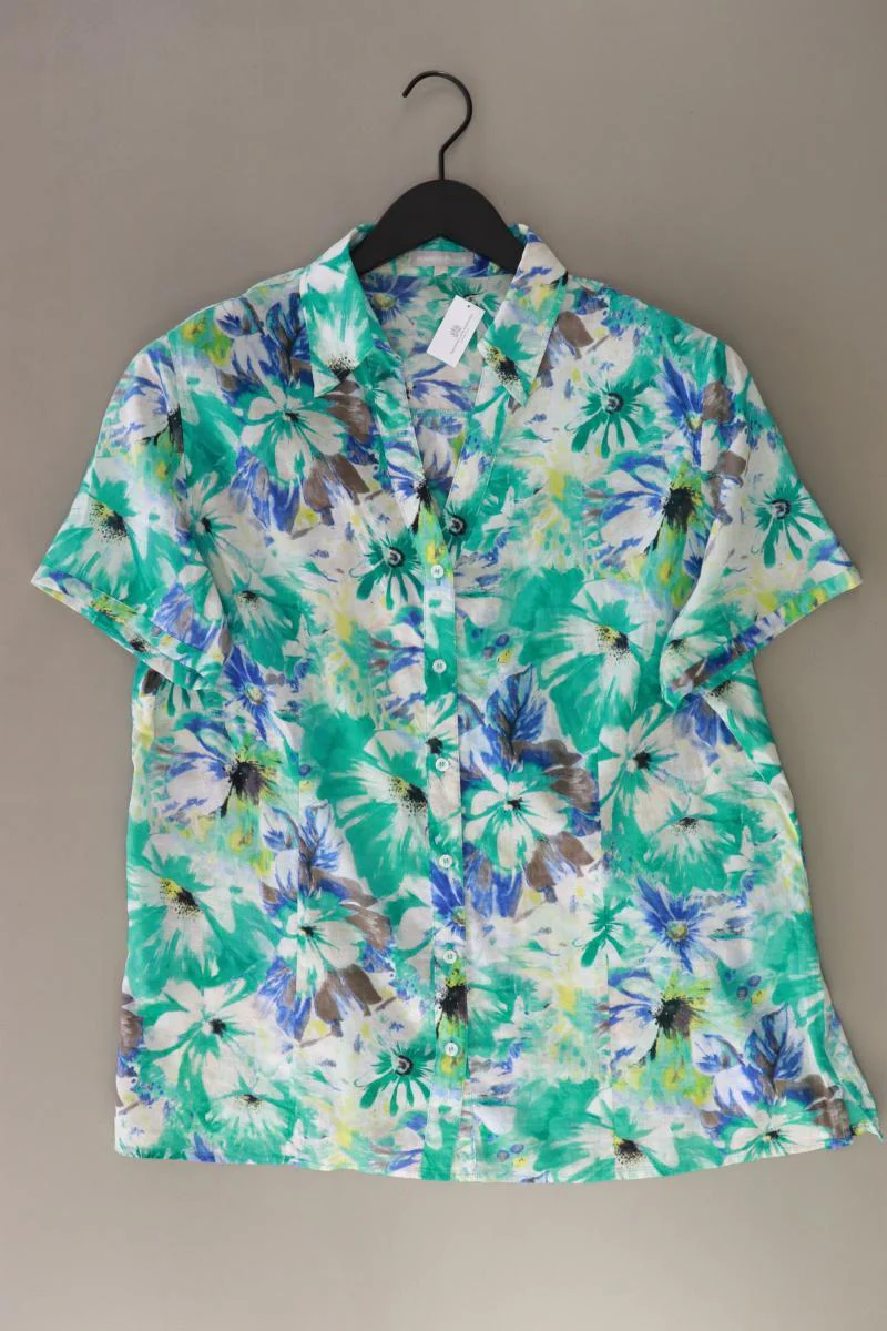 Marco Pecci Kurzarmbluse Gr. 46 mit Blumenmuster blau