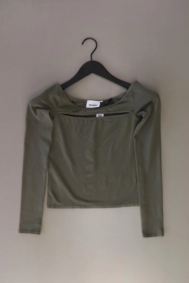 Weekday Cropped Shirt Gr. XS Langarm olivgrün aus Polyamid