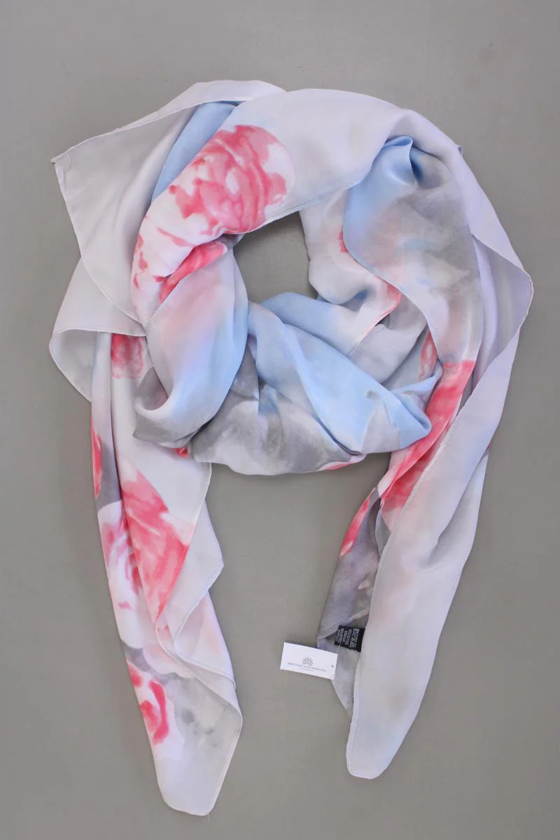 Tuch mit Blumenmuster blau aus Viskose