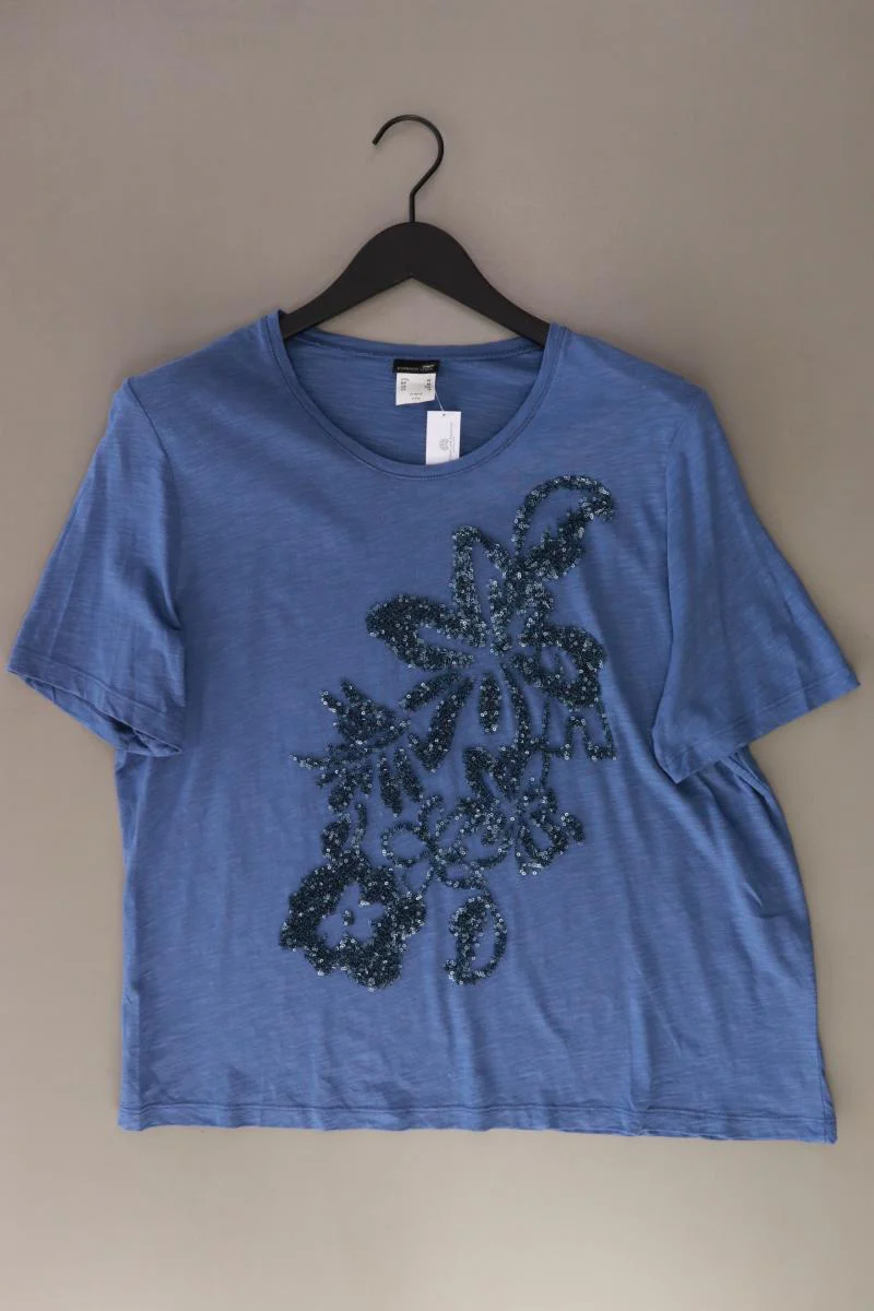BARBARA LEBEK T-Shirt Gr. 46 Kurzarm mit Pailletten blau