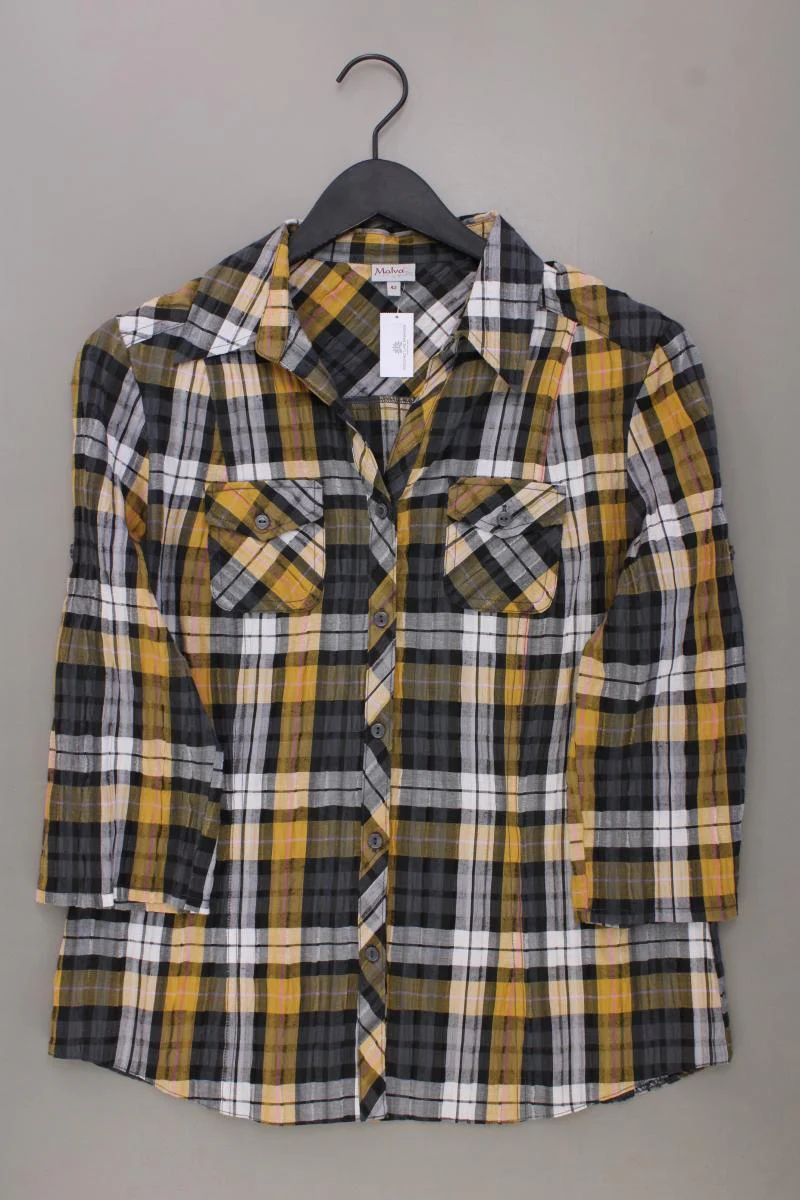 Malva Bluse Gr. 42 kariert 3/4 Ärmel gelb aus Polyester