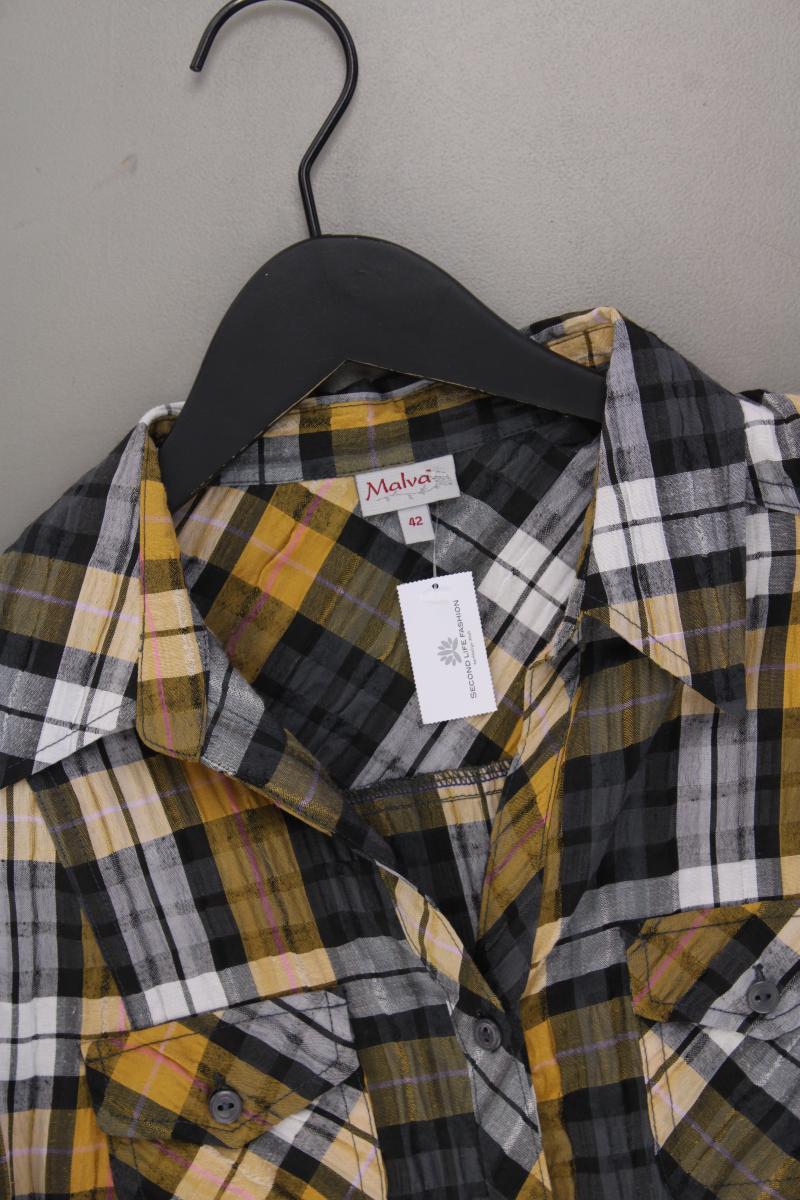 Malva Bluse Gr. 42 kariert 3/4 Ärmel gelb aus Polyester - Image 2