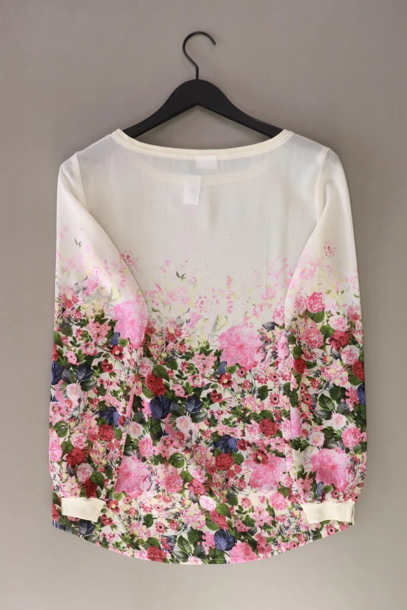 Aniston Chiffonbluse Gr. 42 mit Blumenmuster Langarm creme aus Baumwolle - Image 2