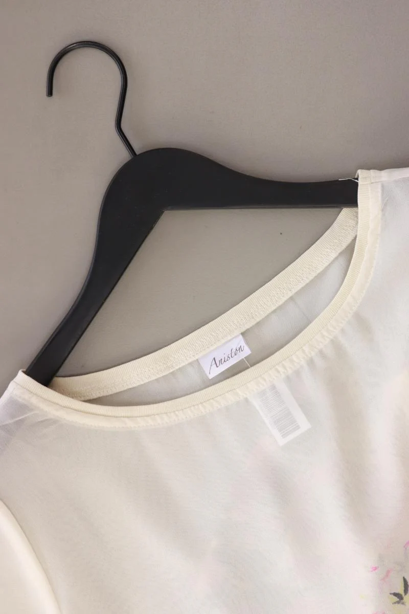 Aniston Chiffonbluse Gr. 42 mit Blumenmuster Langarm creme aus Baumwolle - Image 3