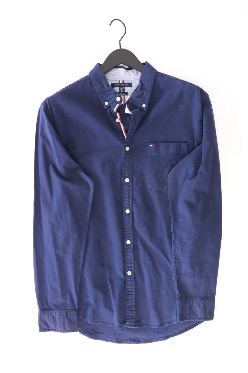 Tommy Hilfiger Langarmhemd für Herren Gr. XL blau aus Baumwolle