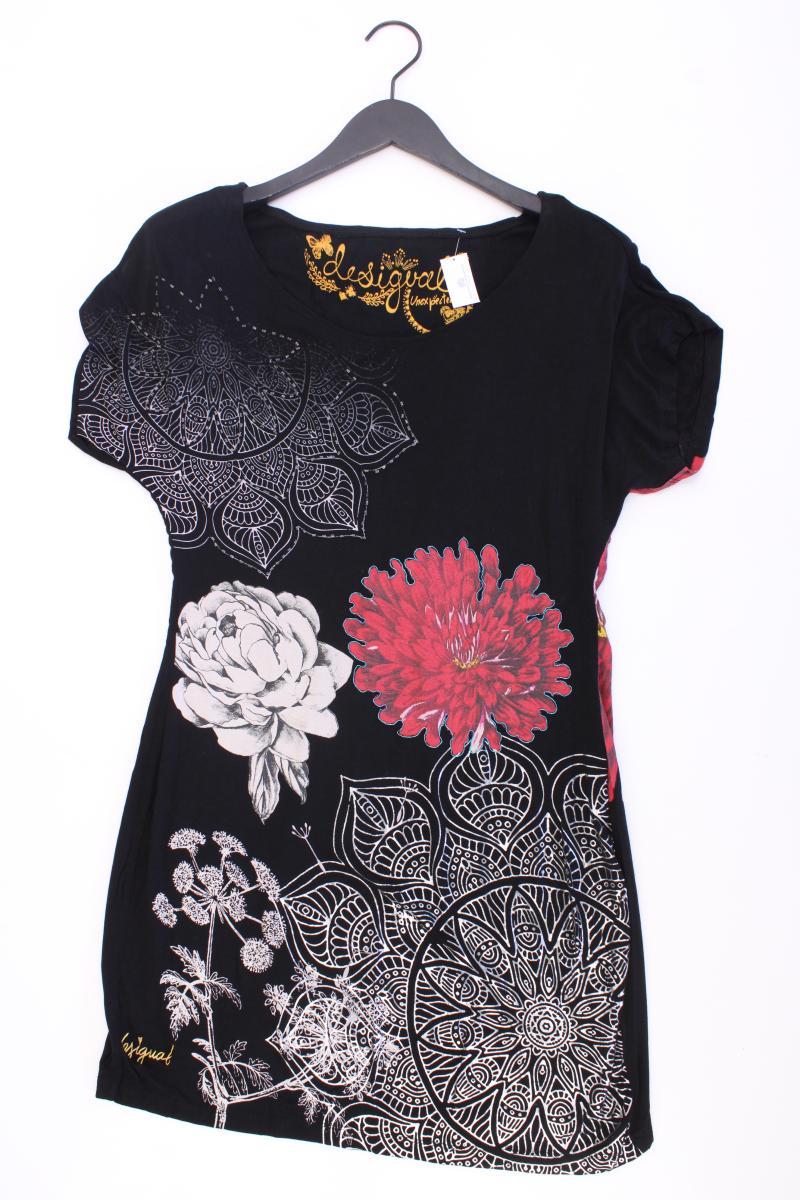 Desigual Kurzarmkleid Gr. 40 mit Blumenmuster schwarz