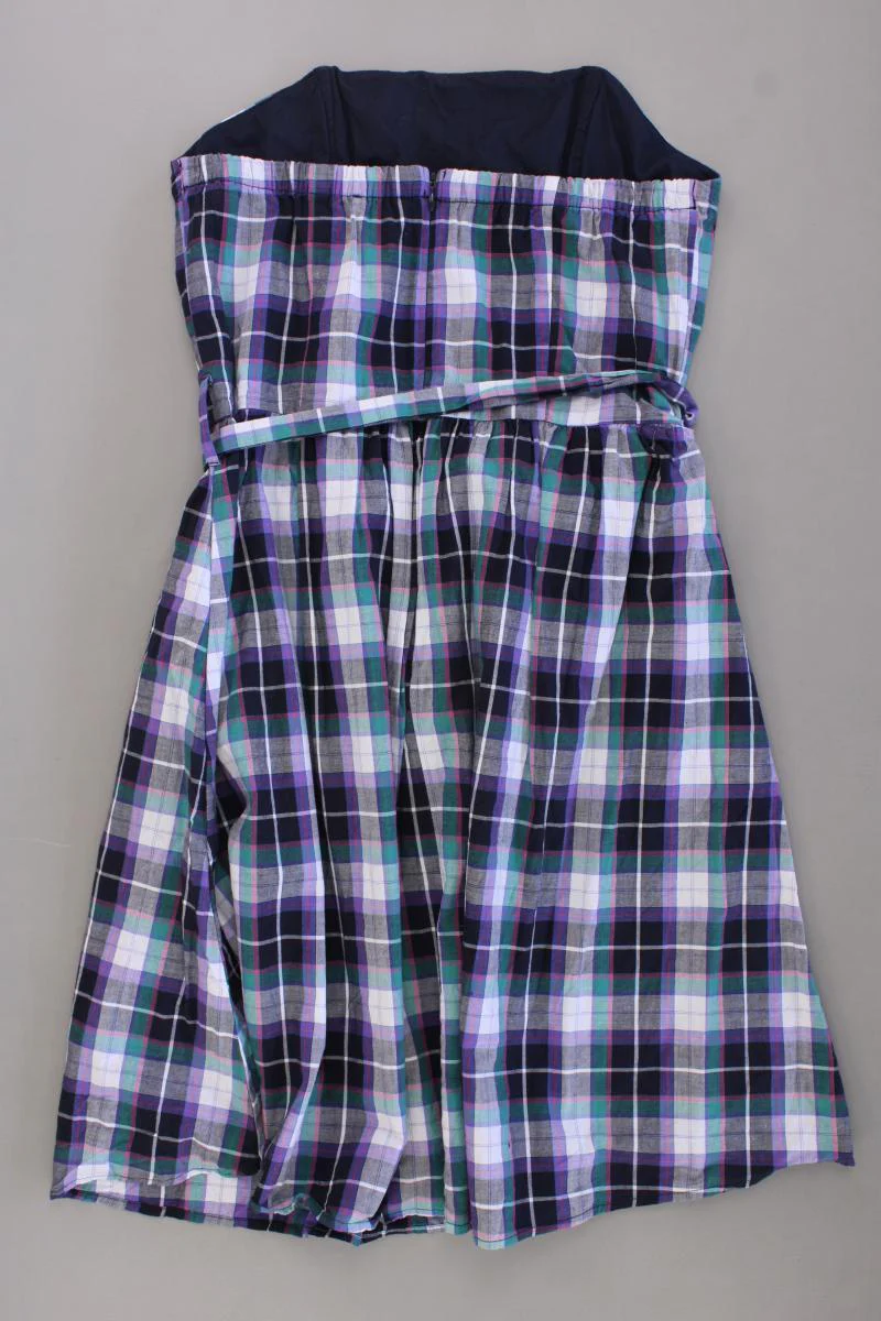 Sisley Bandeaukleid Gr. M kariert mit Gürtel Ärmellos lila aus Baumwolle - Image 3