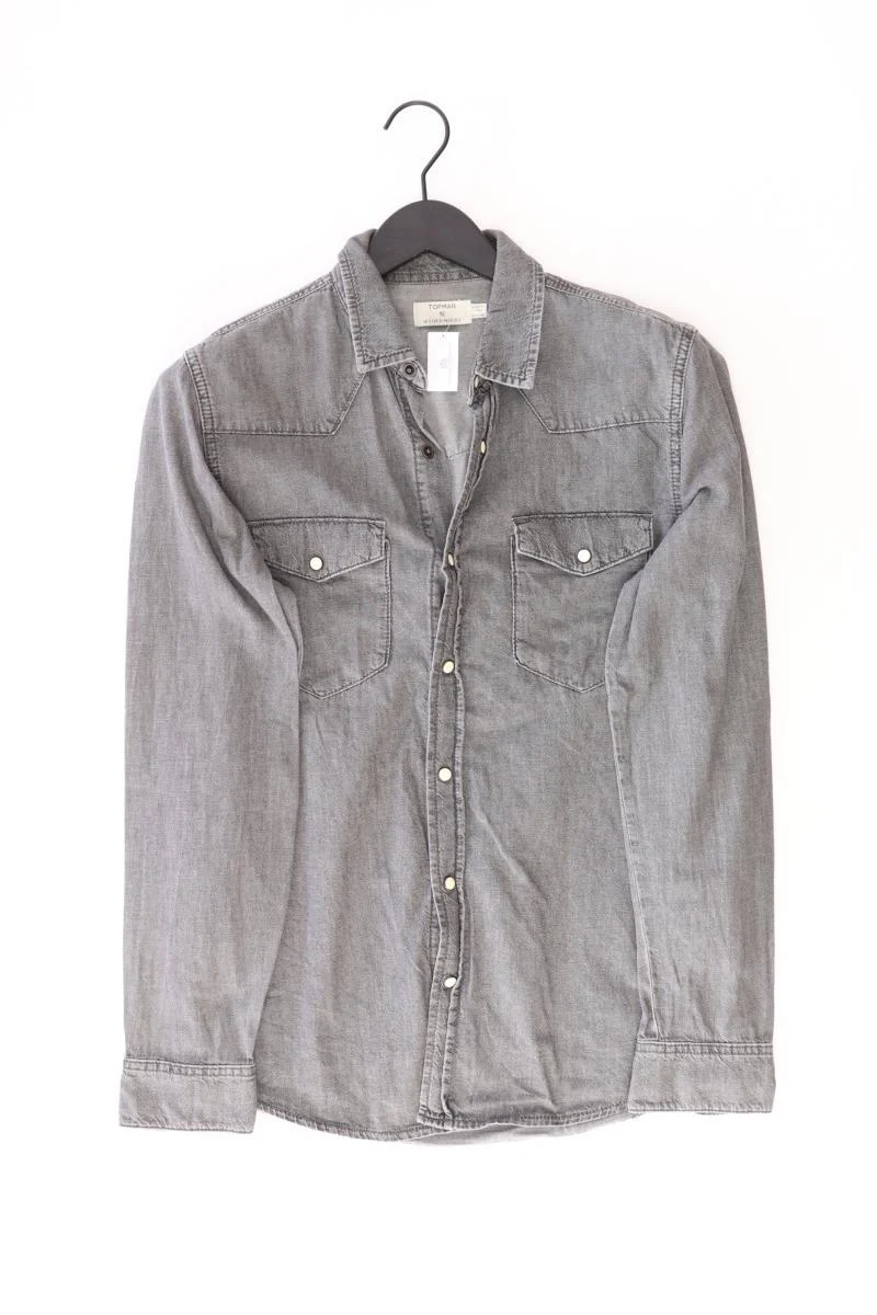 Topman Jeanshemd für Herren Gr. S Langarm grau aus Baumwolle