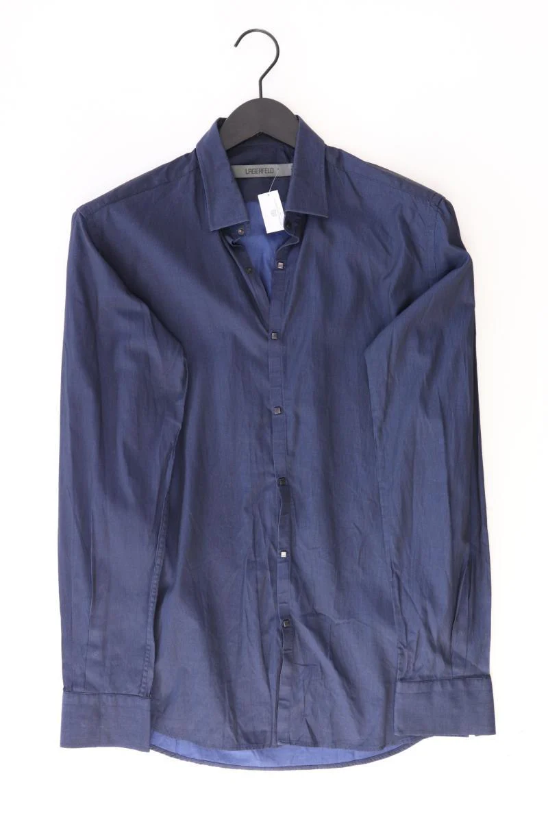 Lagerfeld Langarmhemd für Herren Gr. Hemdgröße 39 blau aus Baumwolle