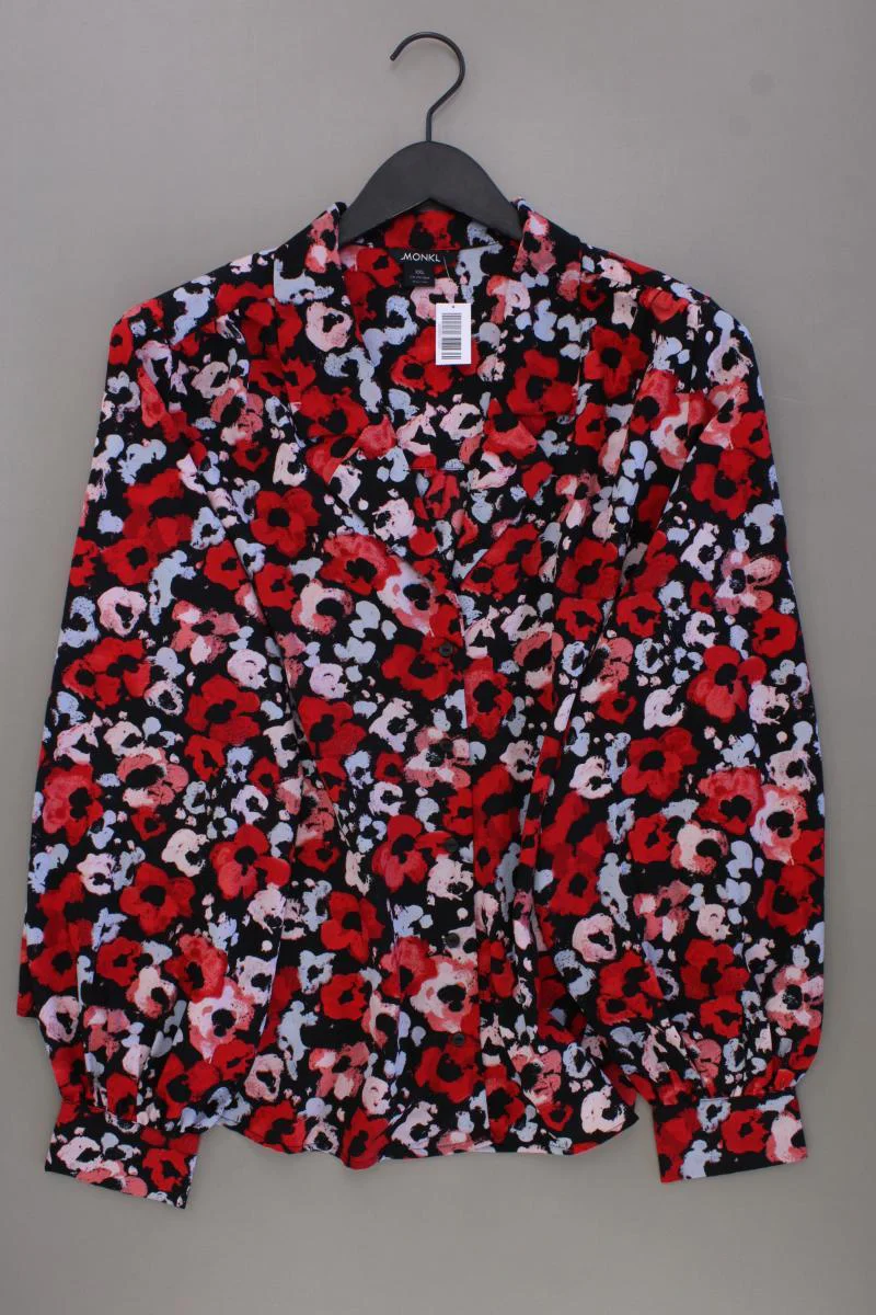 Monki Langarmbluse Gr. XXL mit Blumenmuster neuwertig rot aus Polyester