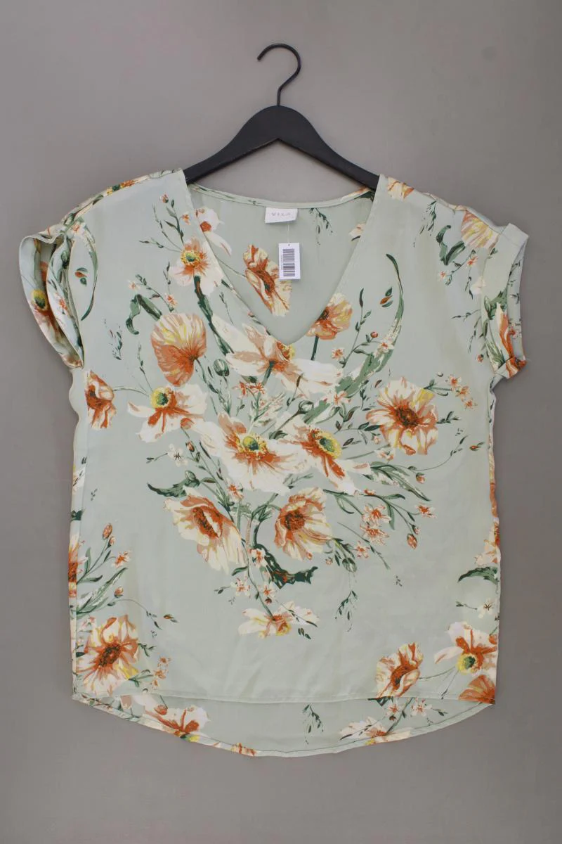 Vila Kurzarmbluse Gr. 40 mit Blumenmuster mehrfarbig aus Polyester