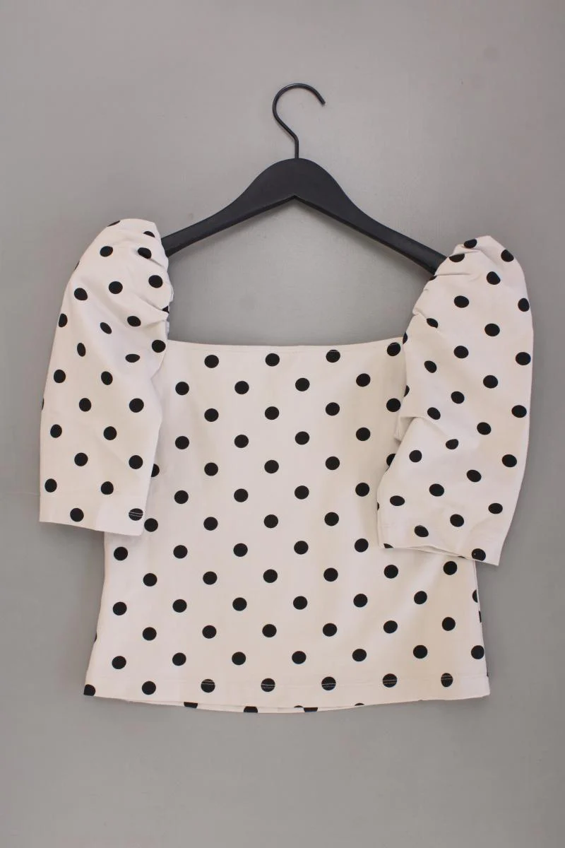 H&M Shirt Gr. S gepunktet Kurzarm creme aus Viskose - Image 3