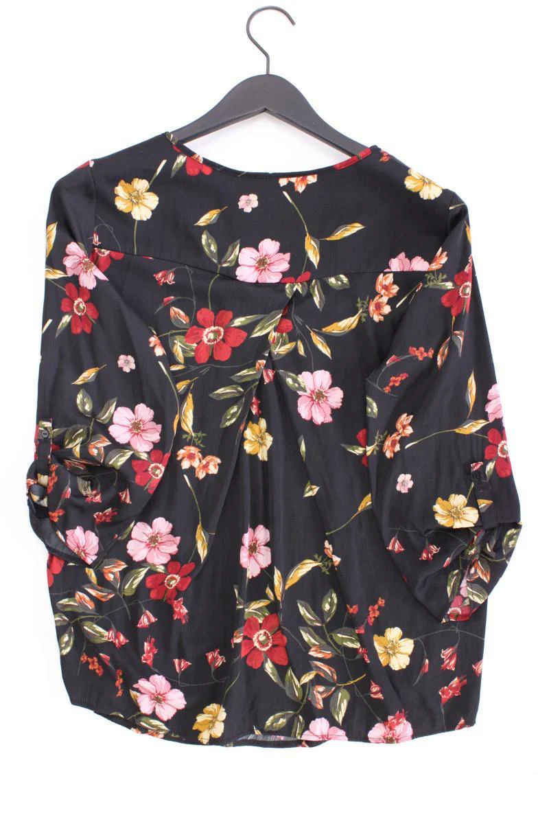 Stradivarius Classic Bluse Gr. L mit Blumenmuster 3/4 Ärmel schwarz - Image 3