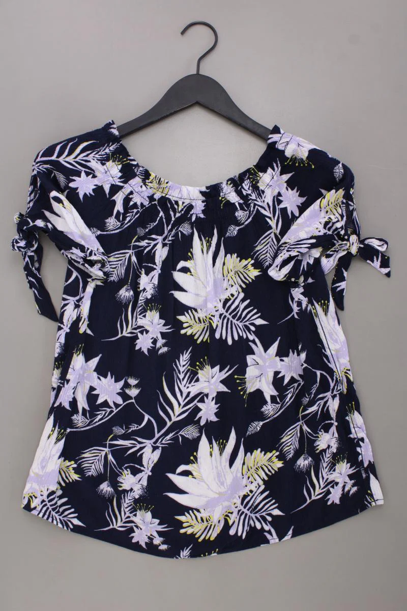 Street One Kurzarmbluse Gr. 38 mit Blumenmuster mit Carmen-Ausschnitt blau