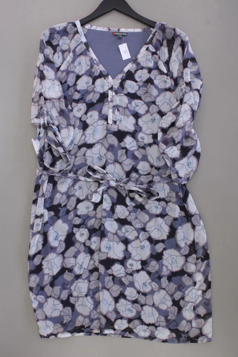 Street One Chiffonkleid Gr. 44 mit Gürtel 3/4 Ärmel grau aus Polyester
