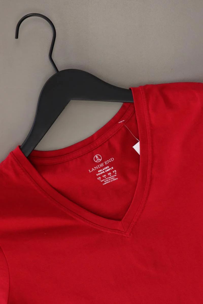 Lands' End Shirt mit V-Ausschnitt Gr. S Kurzarm rot aus Baumwolle - Image 3