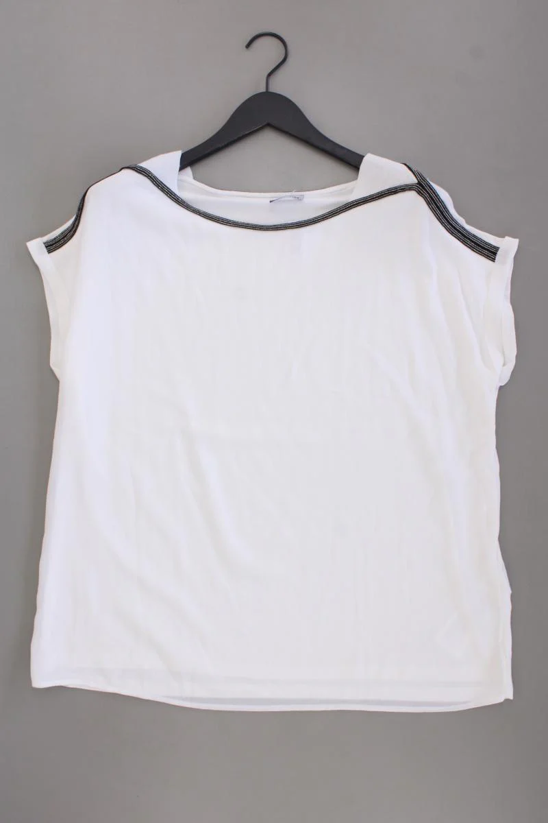 Taifun Kurzarmbluse Gr. 46 neuwertig weiß aus Polyester