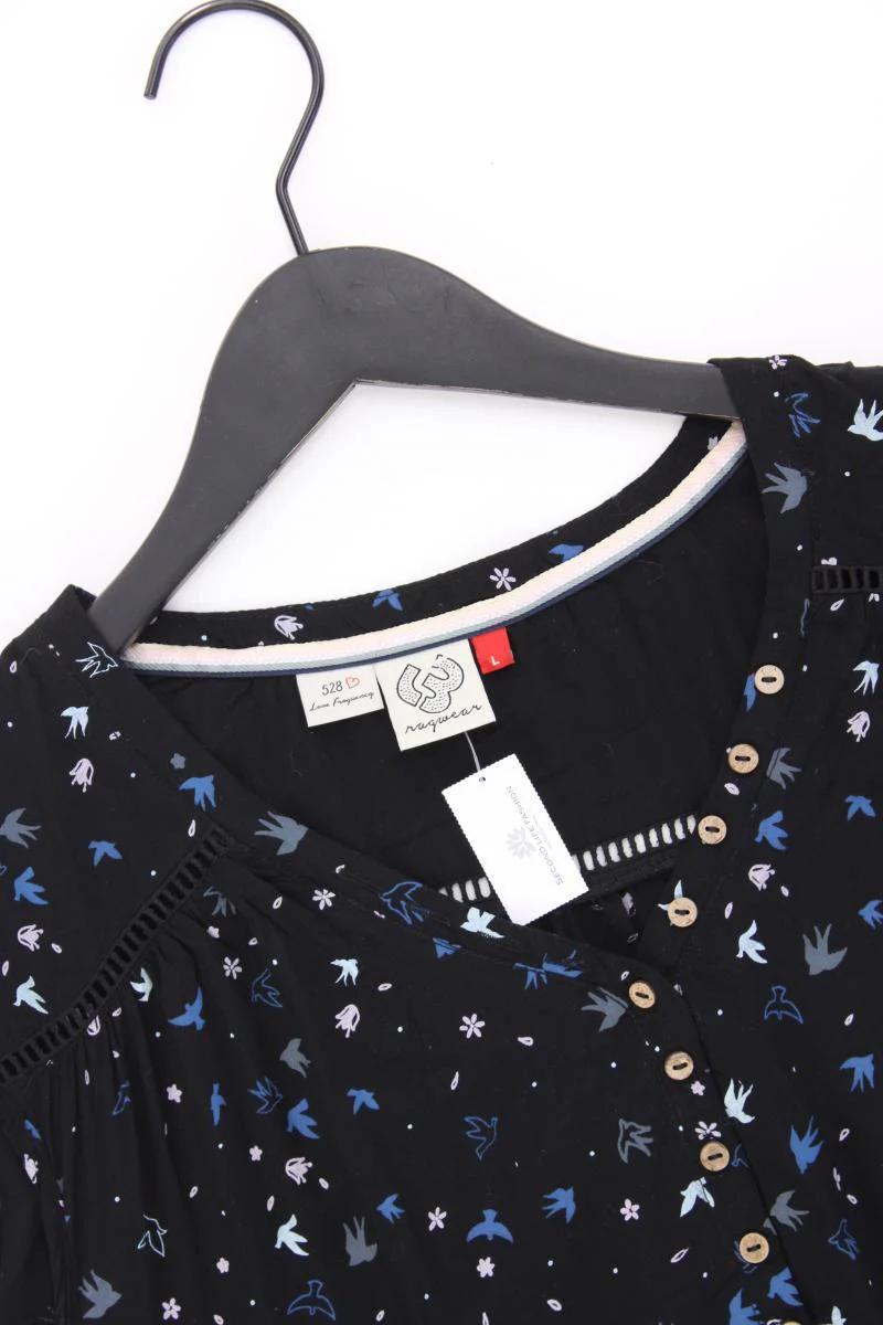 Ragwear Bluse mit Vogelmuster Gr. L mit Tierdruck Kurzarm schwarz aus Viskose - Image 2