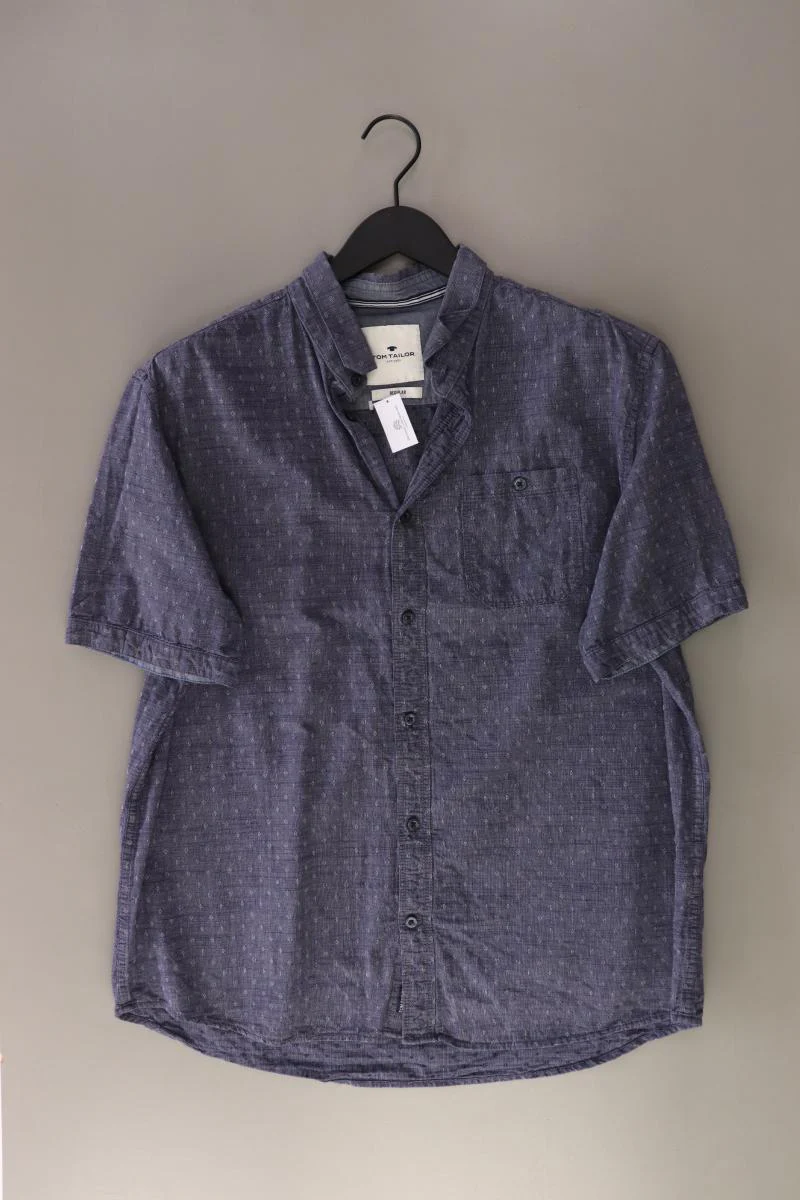 Tom Tailor Kurzarmhemd für Herren Gr. XXL blau aus Baumwolle