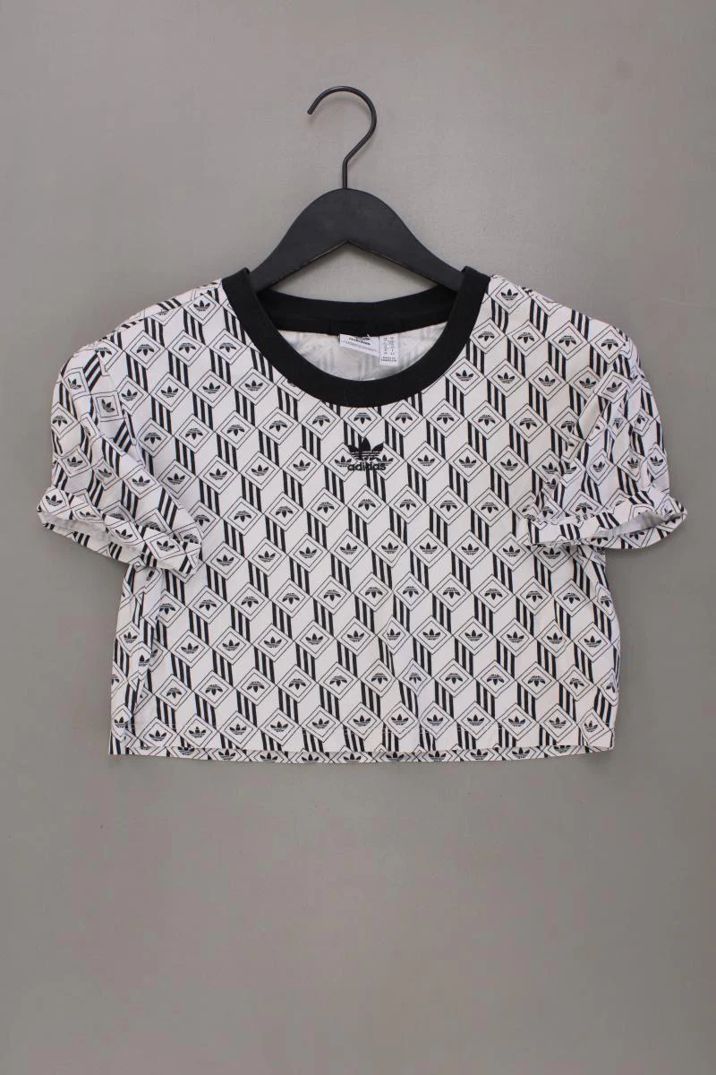 Adidas Cropped Shirt Gr. S Kurzarm creme aus Baumwolle