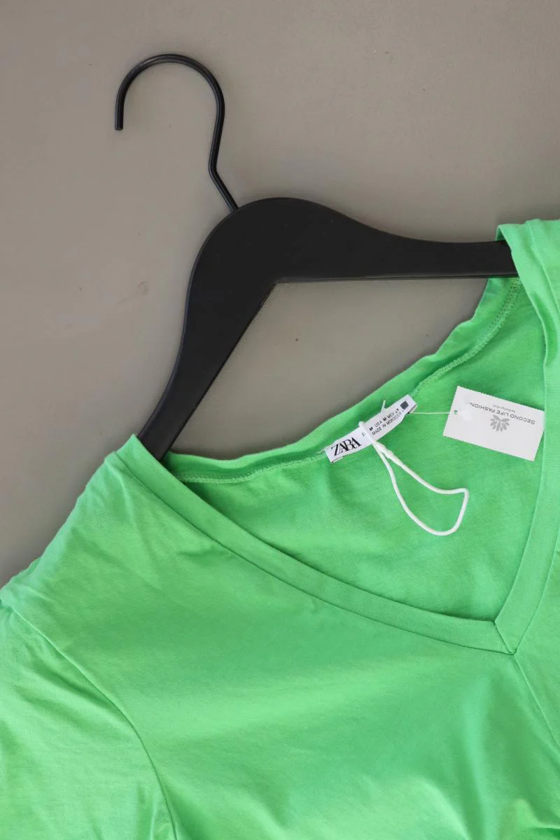 Zara Shirt mit V-Ausschnitt Gr. M neuwertig Kurzarm grün aus Baumwolle - Image 3