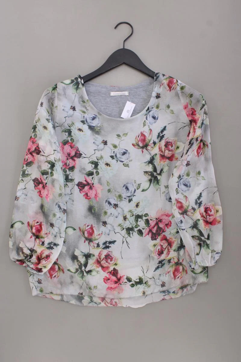HEIMATLIEBE Classic Bluse Gr. M mit Blumenmuster 3/4 Ärmel grau aus Polyester